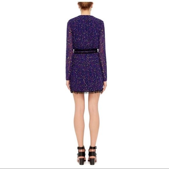 Carven Women’s Georgette‎ Pleated Violet Cocktail Dress Ruffle Hem Size 38/8 US - Picture 2 of 16